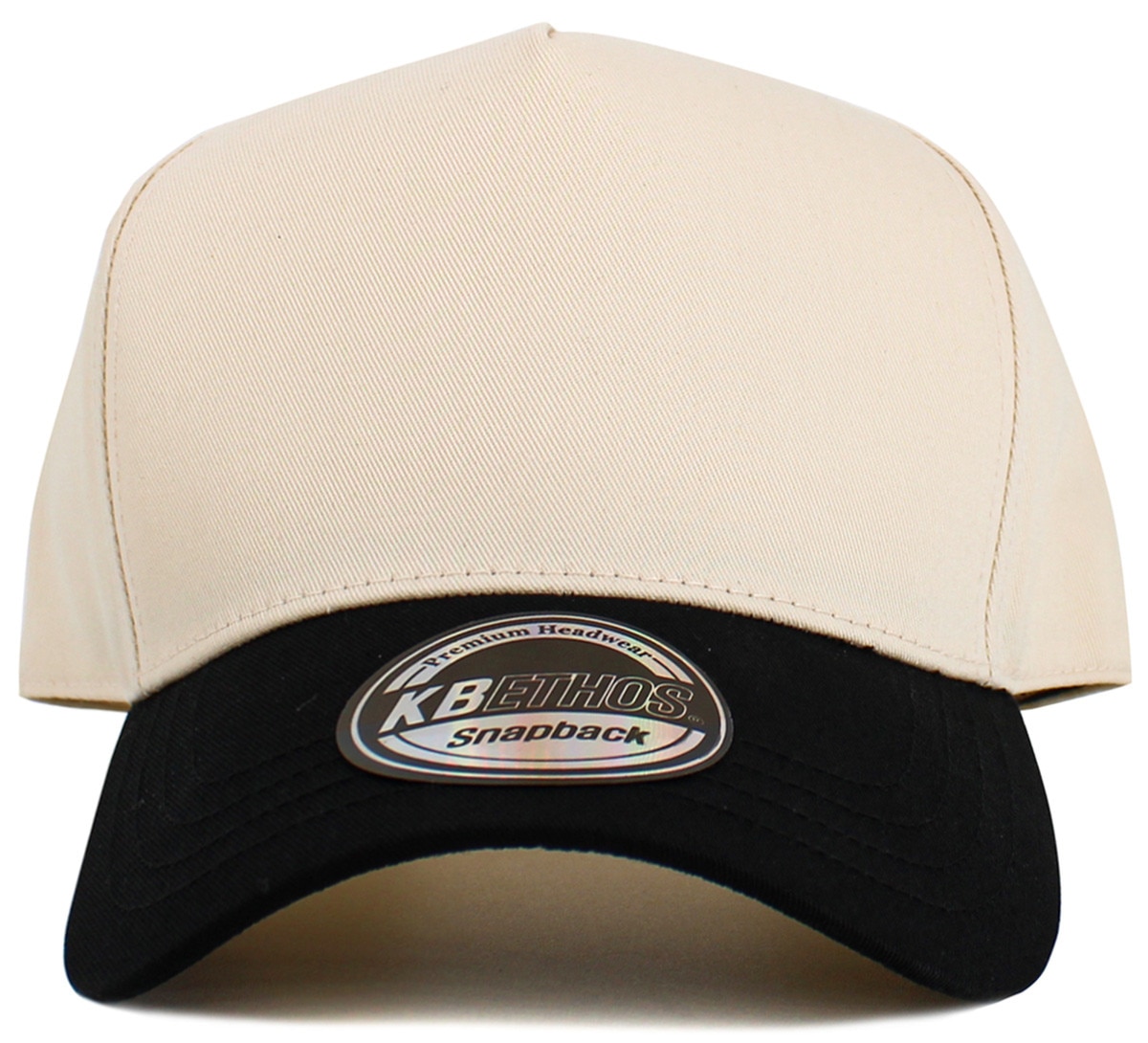 Natural Black Two Tone Baseball 5 Panel Cap Front View